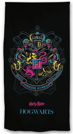 Badehåndklæde med Harry Potter - Hogwarts Logo - 70x140 cm - 100% Blød bomuld